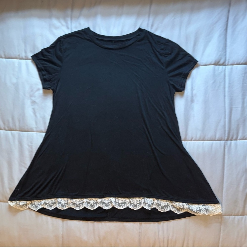 Black Mini Dress With Lace Trim Size Large